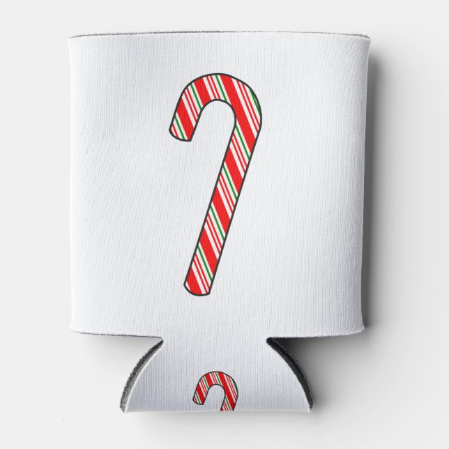 Candy Cane Christmas Drawing Can Cooler (Front)