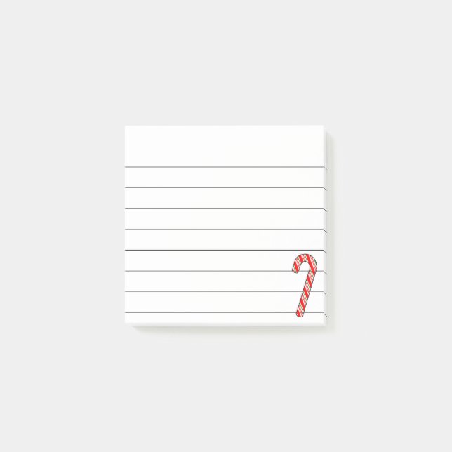 Candy Cane Christmas Drawing Lined 3x3 Post-it Notes (Front)