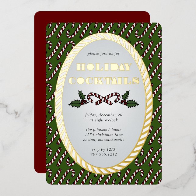 Candy Cane Christmas Dream | Foil Invitation (Front/Back)