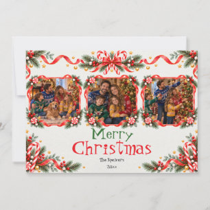 Candy Cane Christmas Family Photo Collage Holiday Card