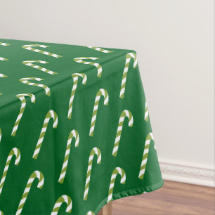 Candy Cane Christmas Green Tablecloth