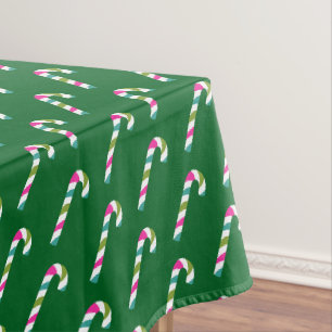 Candy Cane Christmas Green Tablecloth