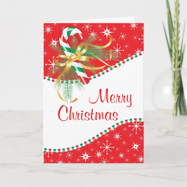 Candy Cane Christmas Holiday Card (Front)
