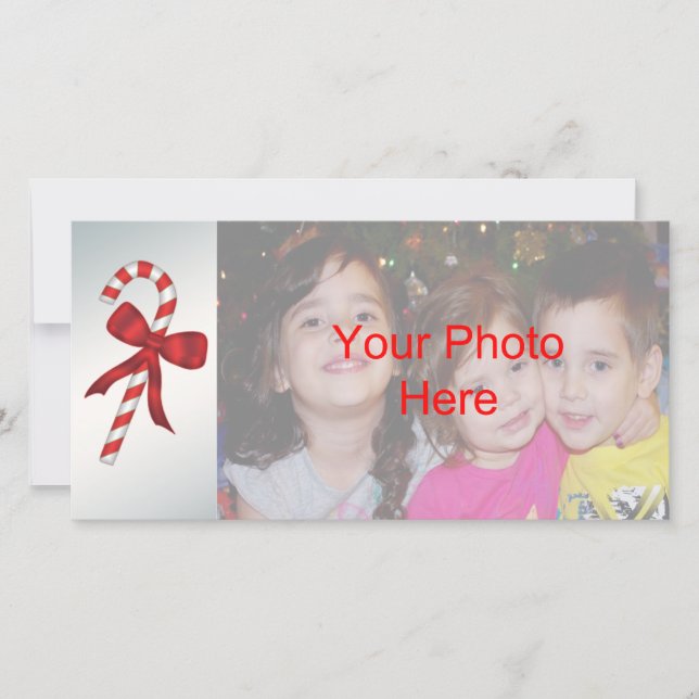 Candy Cane Christmas Holiday Photo Card Templates (Front)
