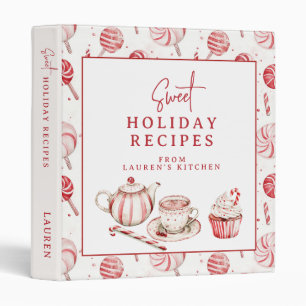 Candy Cane Christmas Holiday Recipes Cookbook  Binder