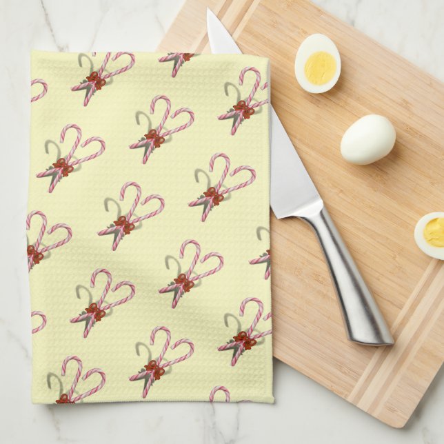 Candy Cane Christmas Kitchen Towel (Quarter Fold)