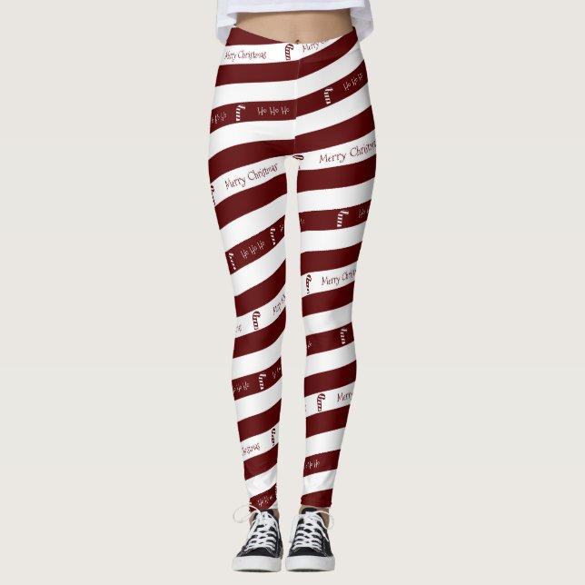 Candy Cane Christmas Leggings (Front)