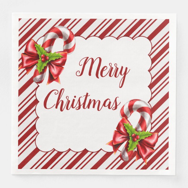 Candy Cane Christmas Napkin (Front)
