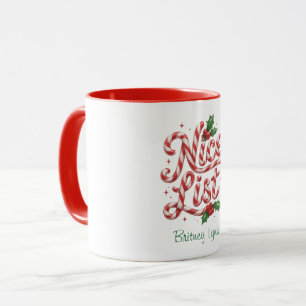Candy Cane Christmas Nice List  Mug