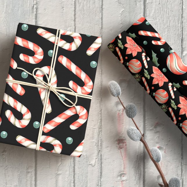 Candy Cane Christmas Ornament Red And Green Wrapping Paper Sheet (Creator Uploaded)