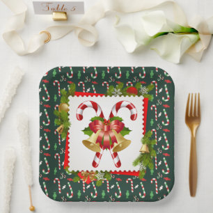 Candy Cane Christmas Paper Plate