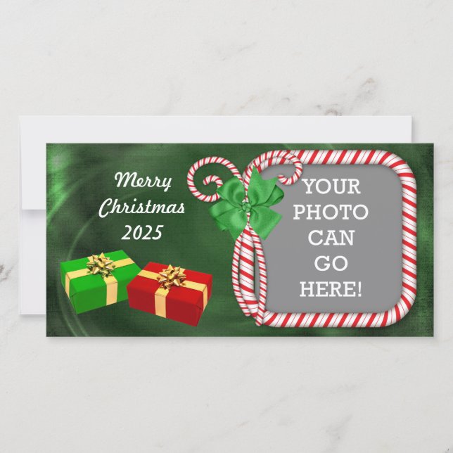 Candy Cane Christmas Photo Card Design (Front)