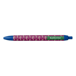 Candy Cane Christmas Red Black Ink Pen
