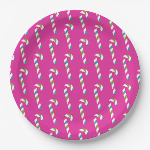 Candy Cane Christmas Red Paper Plate