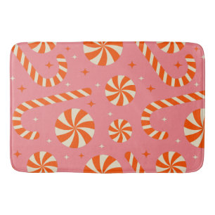 Candy cane Christmas retro pattern Bath Mat