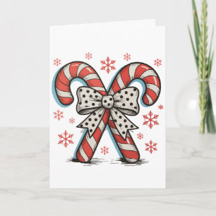 Candy Cane Christmas Season Bow Xmas Holiday Card