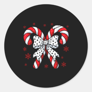 Candy Cane Christmas Season Girls Womens Retro Coq Classic Round Sticker