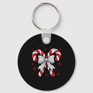 Candy Cane Christmas Season Girls Womens Retro Coq Keychain