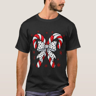 Candy Cane Christmas Season Girls Womens Retro Coq T-Shirt