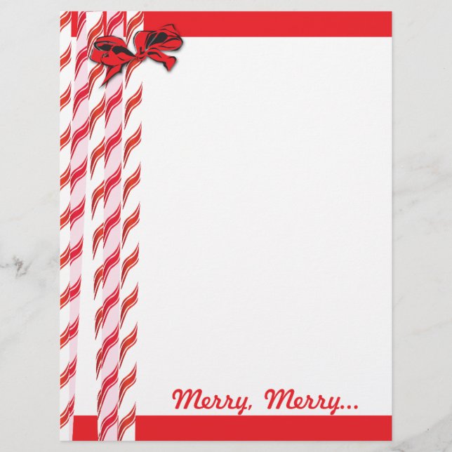 Candy Cane Christmas Stationery (Front)