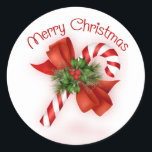 Candy Cane Christmas Stickers<br><div class="desc">Cute candy cane decorated with pine,  holly and a bow. Great for your holiday gifts.</div>