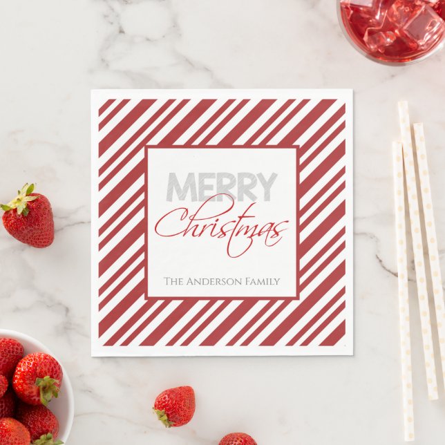 Candy Cane Christmas Stripe | Custom Napkin (Insitu)