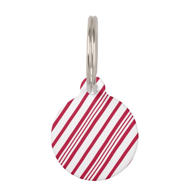 Candy Cane Christmas stripe Pet Tag (Front)