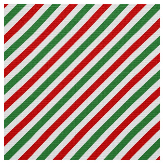 Candy Cane Christmas Stripes Red Green Fabric (Swatch)