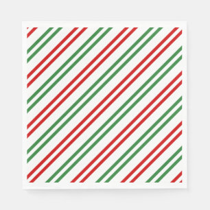 Candy Cane Christmas Stripes Red Green Napkin