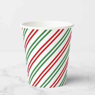 Candy Cane Christmas Stripes Red Green Paper Cups