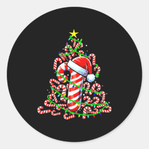Candy Cane Christmas Tree Lights Santa Classic Round Sticker