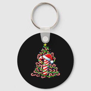 Candy Cane Christmas Tree Lights Santa Keychain