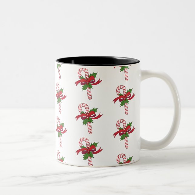 Candy Cane Christmas Two-Tone Coffee Mug (Right)