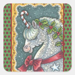 CANDY CANE CHRISTMAS UNICORN, HORSE PONY STICKERS