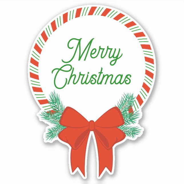 Candy Cane Christmas Wreath Personalized (Front)