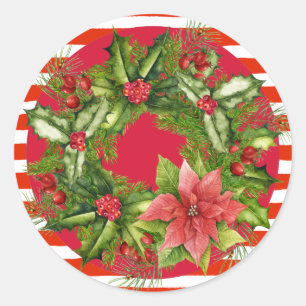 Candy Cane Christmas Wreath Sticker