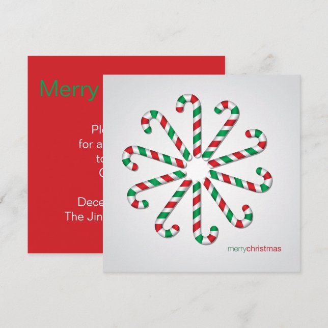 Candy cane circle invitation (Front/Back)