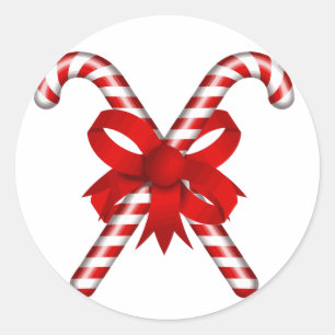 Candy Cane Classic Round Sticker