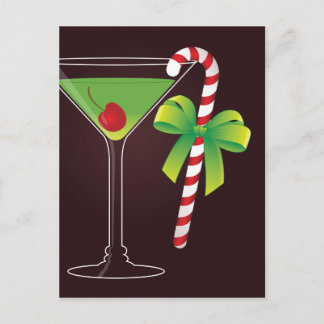 Candy Cane Cocktail Christmas Holiday Postcard