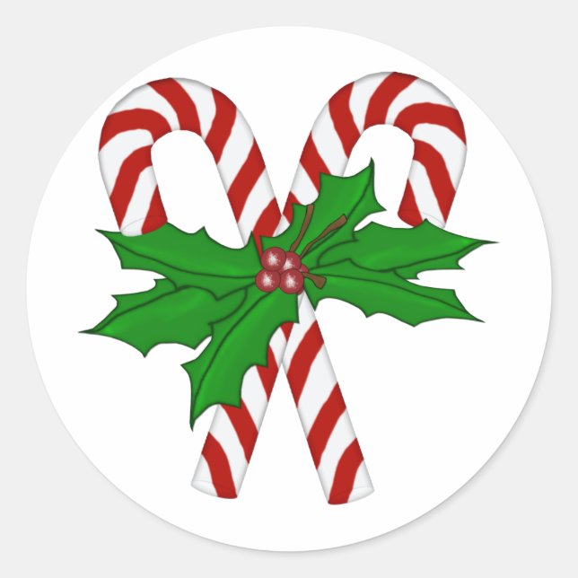 Candy Cane Collection Classic Round Sticker (Front)