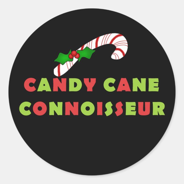 Candy Cane Connoisseur Funny Holiday Classic Round Sticker (Front)