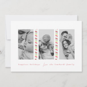 Candy Cane Cool Three Photo Holiday Card