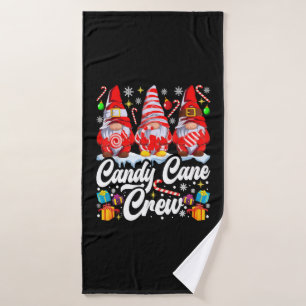 Candy Cane Crew Christmas Candy Lover Gnome Bath Towel