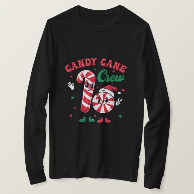 Candy Cane Crew Christmas Design T-Shirt (Design Front)
