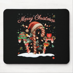 Candy Cane Crew Christmas Elf Hat Santa Holiday De Mouse Pad