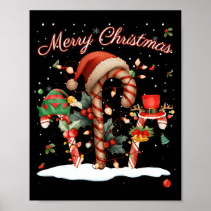 Candy Cane Crew Christmas Elf Hat Santa Holiday De Poster