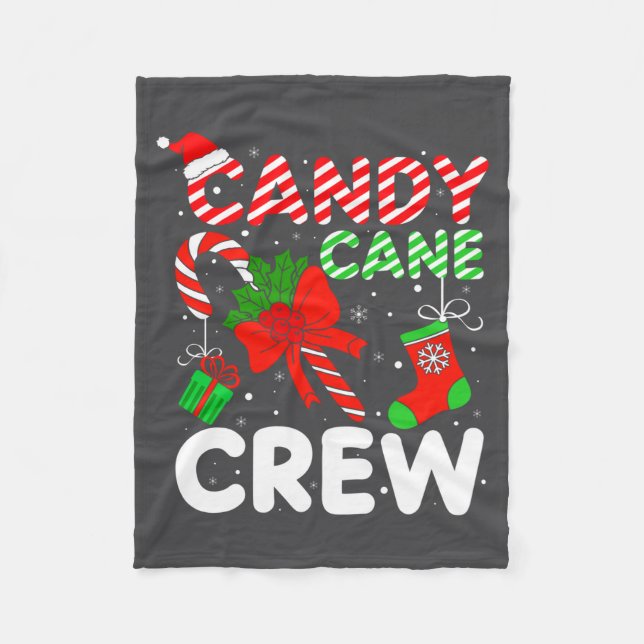 Candy Cane Crew Christmas Funny Xmas Matching Fami Fleece Blanket (Front)