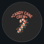 Candy Cane Crew Christmas Lights Family Kids Boys  Classic Round Sticker<br><div class="desc">Candy Cane Crew Christmas Lights Family Kids Boys Girls</div>