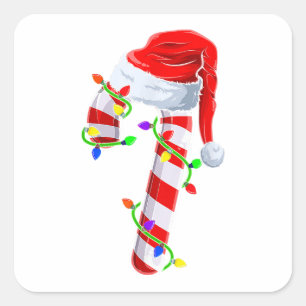 Candy Cane Crew Christmas Lights Family Matching X Square Sticker