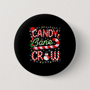 Candy Cane Crew Christmas Pajamas Adult Men Women 2 Inch Round Button